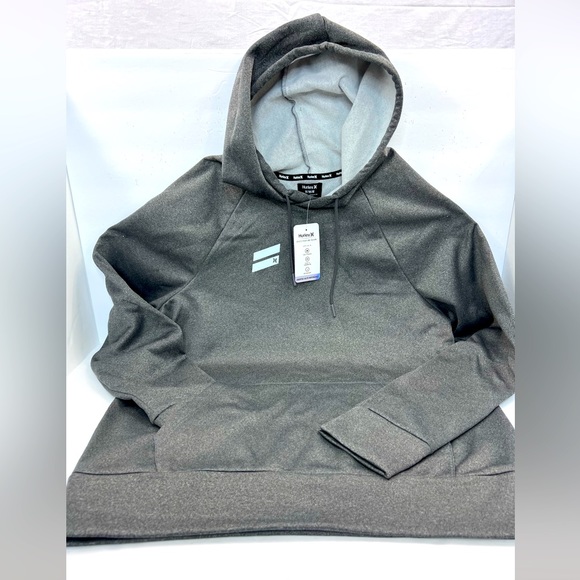 HURLEY POLY FLEECE PULLOVER WITH HOODIE, SIZE MEDIUM, CHARCOAL, WITH 2 POCKETS - Picture 5 of 14